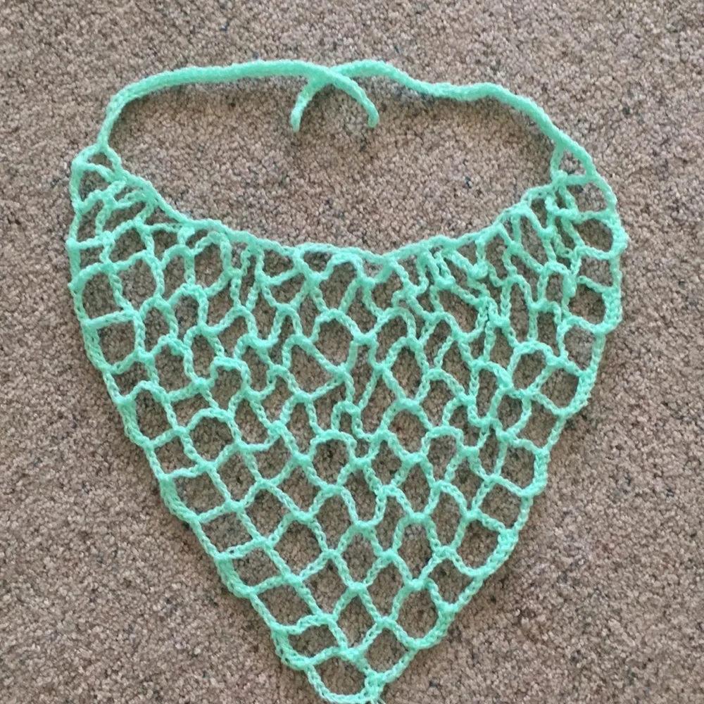 HAND CRAFTED Bandana Scarf Kerchief Crochet Mint Green - Picture 1 of 6